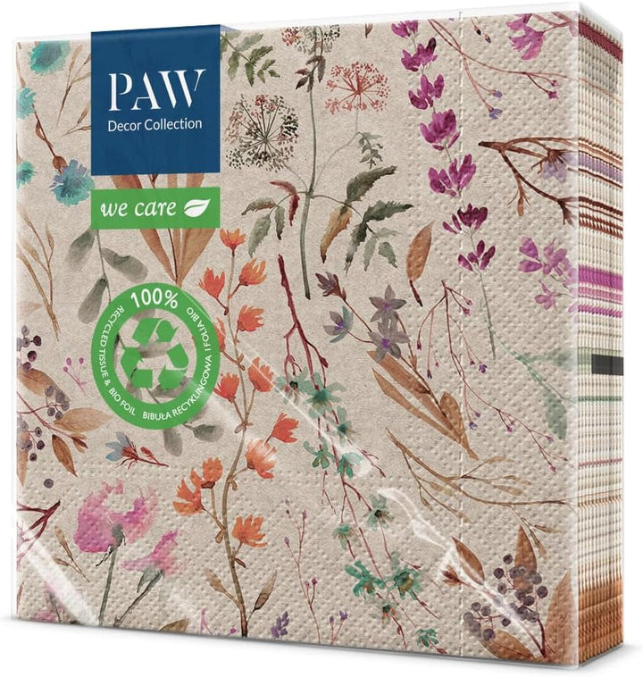 Collection de décoration de pattes X PAW DÉCORD COM LINES DE PAPIER CM avec 3 couches. 20 pièces. Imprimé avec des couleurs à base d'eau. Décorations de table. Nature, HIRSC, PAW_022022, cerf, 33 x 33 cm (package avec 3)