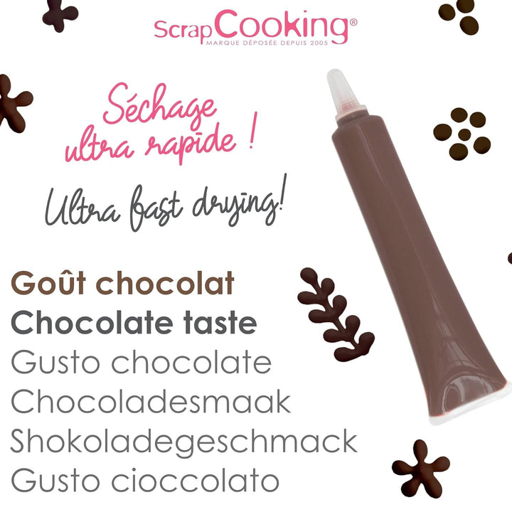 Scrapcooking - Pix Ciocolată Maro - Zahăr Scris Ciocolată 25 g - Pix Zahăr Decorativ Comestibil - Scriere și Desen - Etichetare Fondant, Glazură, Prăjituri - 6801