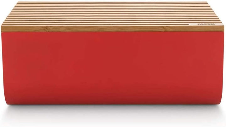 Alessi Mattina BG03 WG - Coș pentru pâine din oțel inoxidabil cu rășină epoxidică și lemn de bambus, gri cald Cutii depozitare alimente Naty Shop