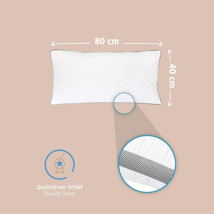 Pernă 40X80 cm din microfibră, pernă lavabilă, pernă respirabilă pentru dormit lateral, pernă de pat pentru alergici și toate pozițiile de dormit, gri Perne standard Naty Shop