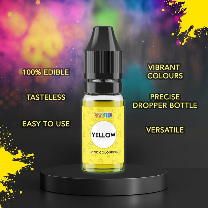 Colorant alimentar VIVID 12 x 10ml - Coloranți alimentari lichizi concentrați comestibili pentru copt torturi, prăjituri, fondant - Culori vibrante pentru decorare și gătit, aerografare, săpunuri DIY