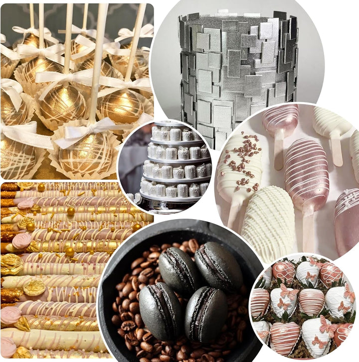 Sclipici comestibil lichid - 6 culori metalice, pudră sclipici comestibilă lichidă pentru decorarea torturilor, copt, macaroane - colorant alimentar metalic, culori sclipici pentru fursecuri, fondant, prăjituri, brioșe