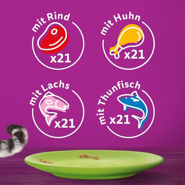 Whiskas Adult 1+ Hrană umedă pentru pisici Selecție mixtă în jeleu, 84 pliculețe, 84X85G (1 pachet vrac) - Hrană umedă de înaltă calitate, Pentru pisici adulte