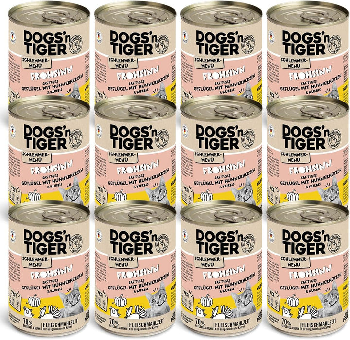 Dogs'N Tiger Gourmet Menu Glückskind, hrană umedă pentru pisoi, pui suculent și păstrăv - fără cereale, zahăr adăugat, conservanți artificiali, compatibilitate optimă, 6X400G