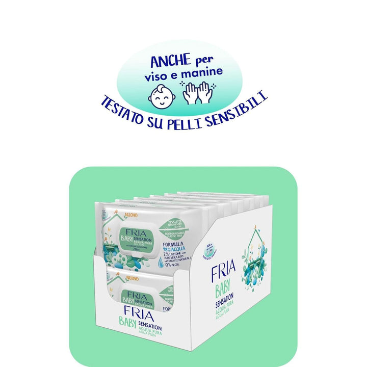 Servetele pentru schimbarea scutecelor Baby Sensation cu apa pura, formula cu apa purificata 98% cu efect de curatare a pielii, testate dermatologic, pachet economic Servetele Umede Bebelusi Naty Shop