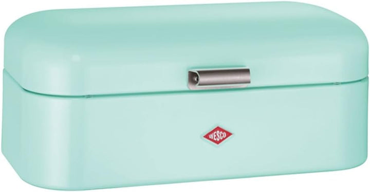 Coș de pâine Wesco Grandy în culoarea negru mat, tablă de oțel acoperită cu pulbere, găuri de ventilație și mâner robust Cutii depozitare alimente Naty Shop Mentă