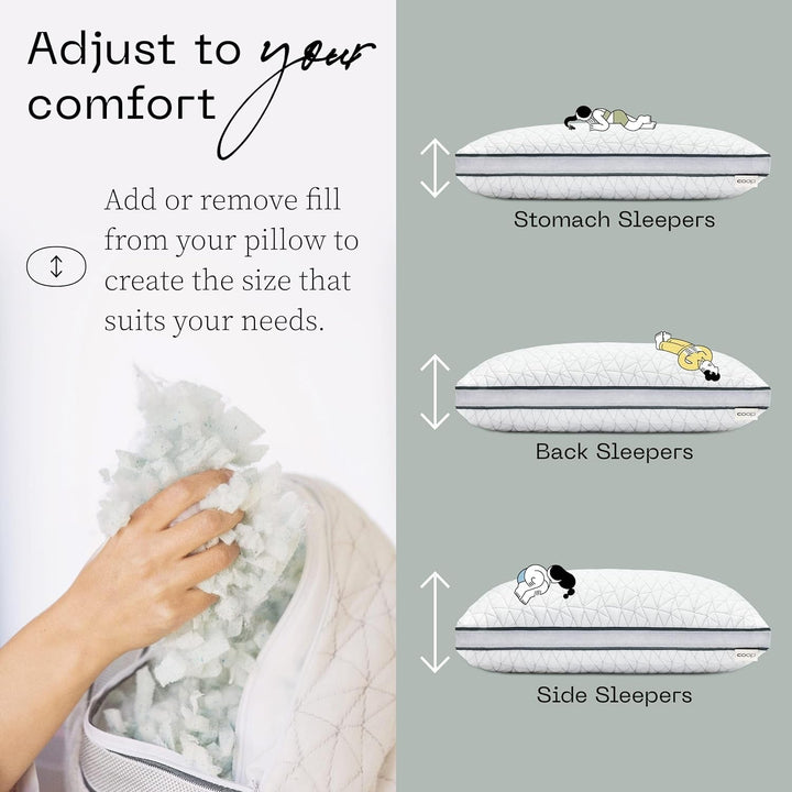 Coop Home Goods Eden Cool pernă reglabilă, dimensiune King, spumă de memorie reglabilă cu infuzie de gel, țesătură Lulltra moale și respirabilă, ideală pentru toți dorminții, ecologică, Perne standard Naty Shop