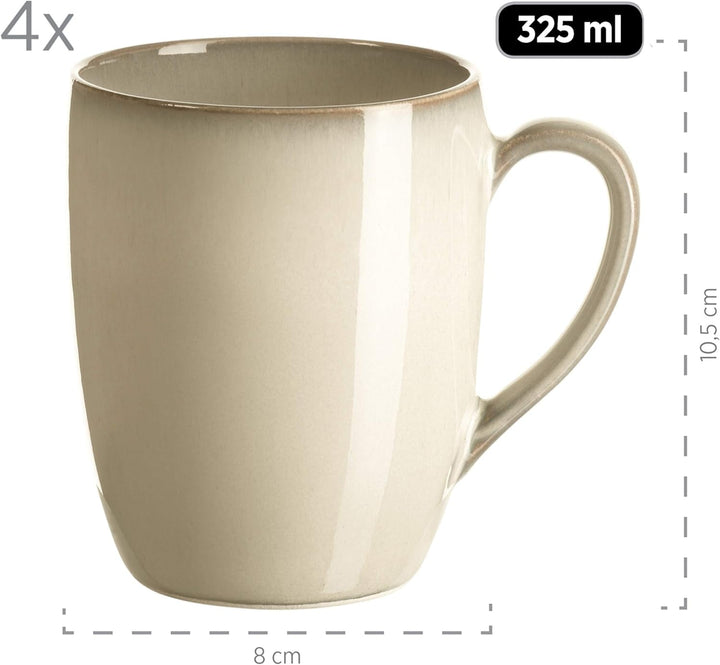 MÄSER 931736 Geschirr-Set Für 4 Personen Im Mediterranen Vintage-Look, 16-Teiliges Kombiservice in Sandigem Grau, Keramik, Sandgrau Seturi vesela masa Naty Shop