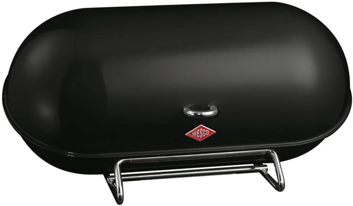 Coș pentru pâine WESCO Breadboy cu capac articulat fără zăngănit, de culoare roșie, din tablă de oțel acoperită cu pulbere, găuri de ventilație și mâner robust Cutii depozitare alimente Naty Shop Negru