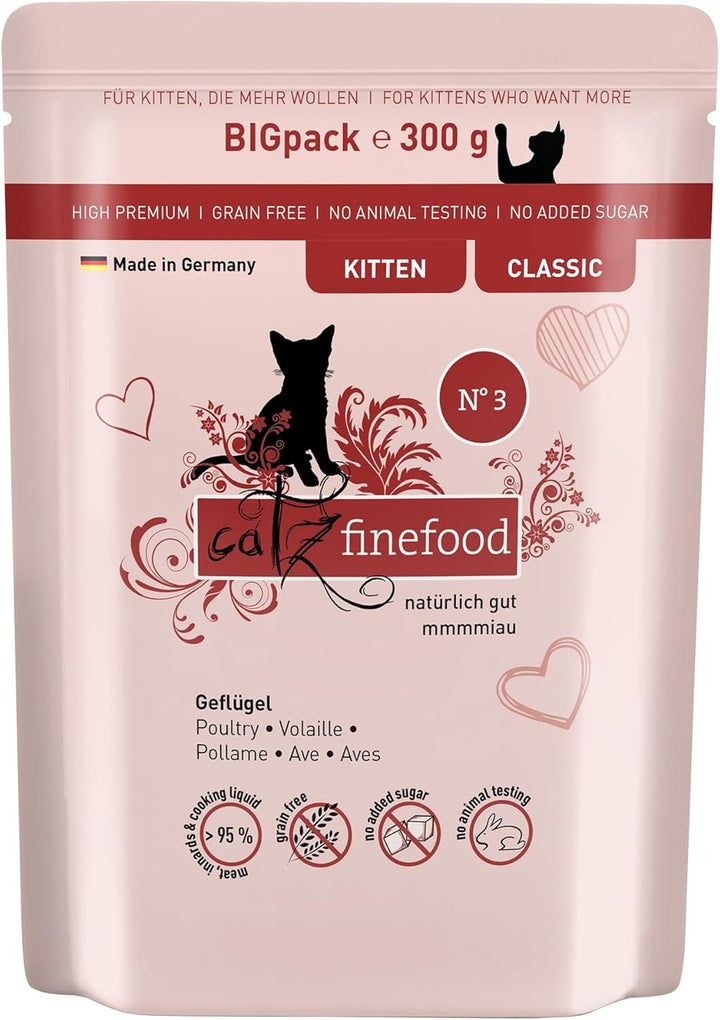 Catz Finefood Kitten N° 3 Poultry Cat Food Wet - Delicatessen Hrană umedă pentru pisici tinere (6 pungi X 300G)