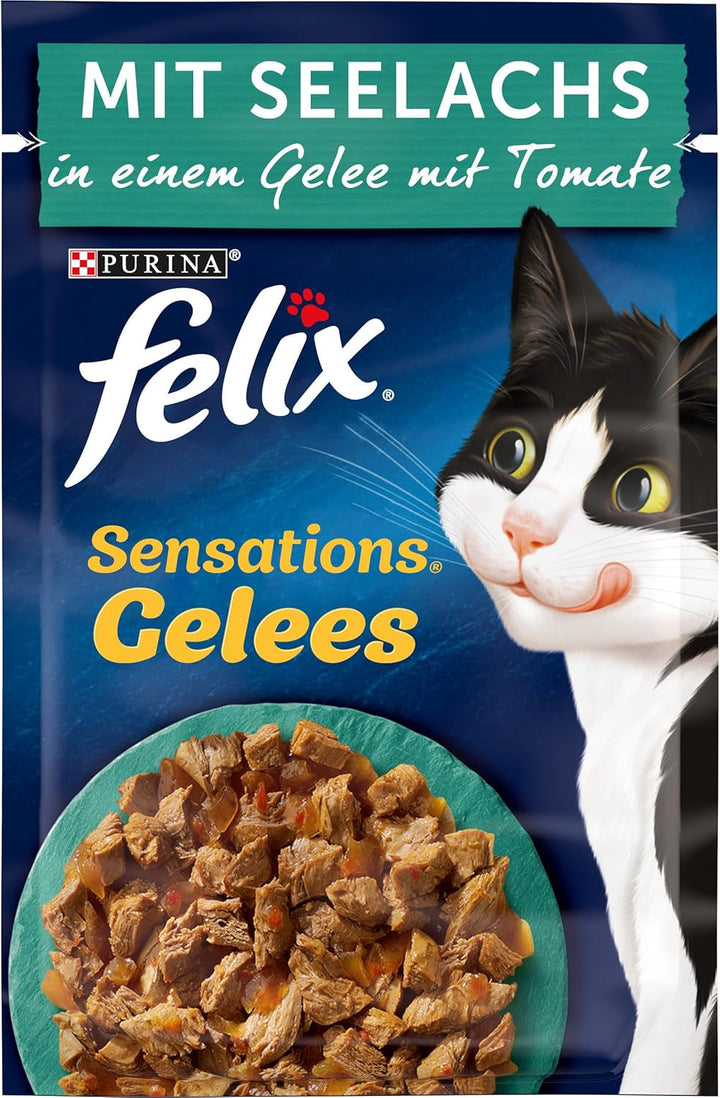 FELIX Sensations Jellies hrană pentru pisici umedă în jeleu, amestec variat, pachet de 6 (6 X 12 pungi a 85G)