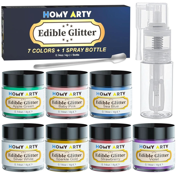 Glitter comestibil pentru bauturi, 4 grame Glitter Naty Shop Set 7 culori