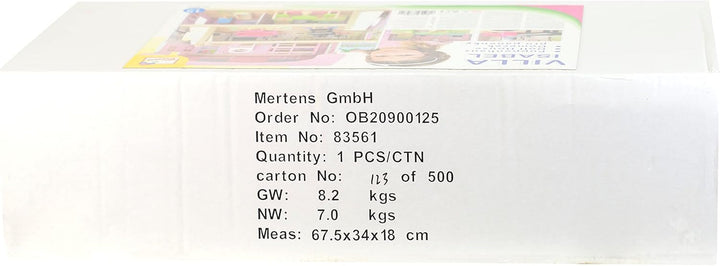 Bino World of Toys Casă de păpuși cu balcon, Jucărie pentru copii mici de la 3 ani, cu 3 etaje, scări, 4 camere și balcon incl. 15-TLG. Accesorii, Pentru a promova abilitățile copiilor, Design roz Casute de papusi Naty Shop