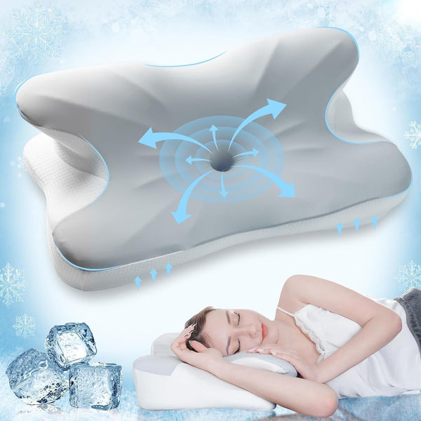 Elegear Pernă din spumă de memorie cu capac de pernă de răcire, pernă pentru dureri de gât Pernă pentru dormit lateral Pernă ergonomică Pernă ortopedică pentru dormit lateral, spate, abdominal 63X 10/14 X36Cm Perne ortopedice cervicale Naty Shop Titlu implicit