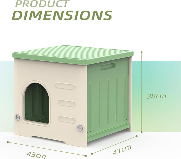 Căsuță pentru pisici de exterior, stivuibilă, căsuță din plastic pentru pisici sălbatice, rezistentă la intemperii, impermeabilă, ridicată