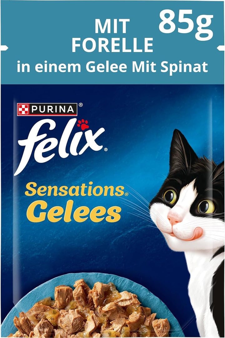 FELIX Sensations Jellies hrană pentru pisici umedă în jeleu, amestec variat, pachet de 6 (6 X 12 pungi a 85G)