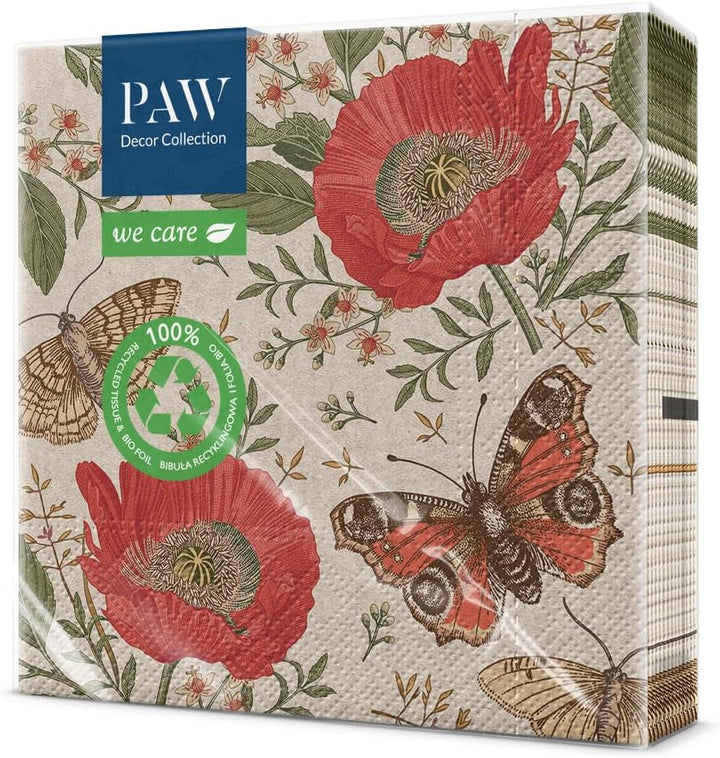 Collection de décoration de pattes X PAW DÉCORD COM LINES DE PAPIER CM avec 3 couches. 20 pièces. Imprimé avec des couleurs à base d'eau. Décorations de table. Nature, HIRSC, PAW_022022, cerf, 33 x 33 cm (package avec 3)