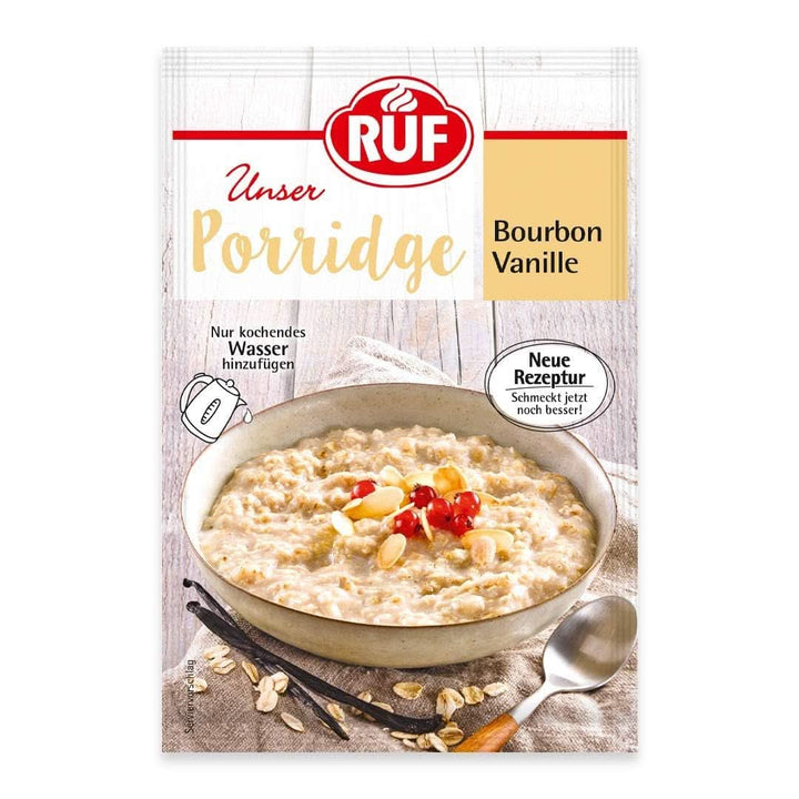 RUF Porridge Raspberry White Choc, Porridge instant cu bucăți de zmeură și ciocolată albă rasă, 65 de grame Cereale Naty Shop 65 grame Vanilie de Bourbon