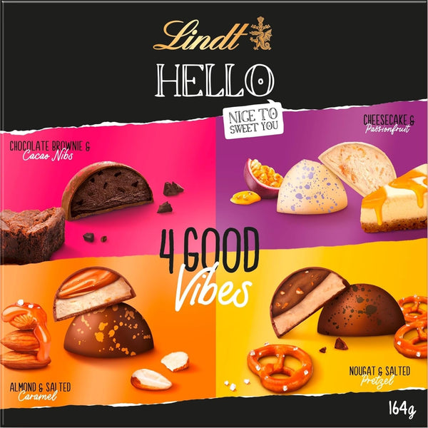 Lindt Schokolade HELLO 4 Good Vibes | 164G | 4 Verschiedene HELLO Pralinen Zum Teilen Oder Selber Genießen | Schokoladengeschenk Naty Shop Default Title