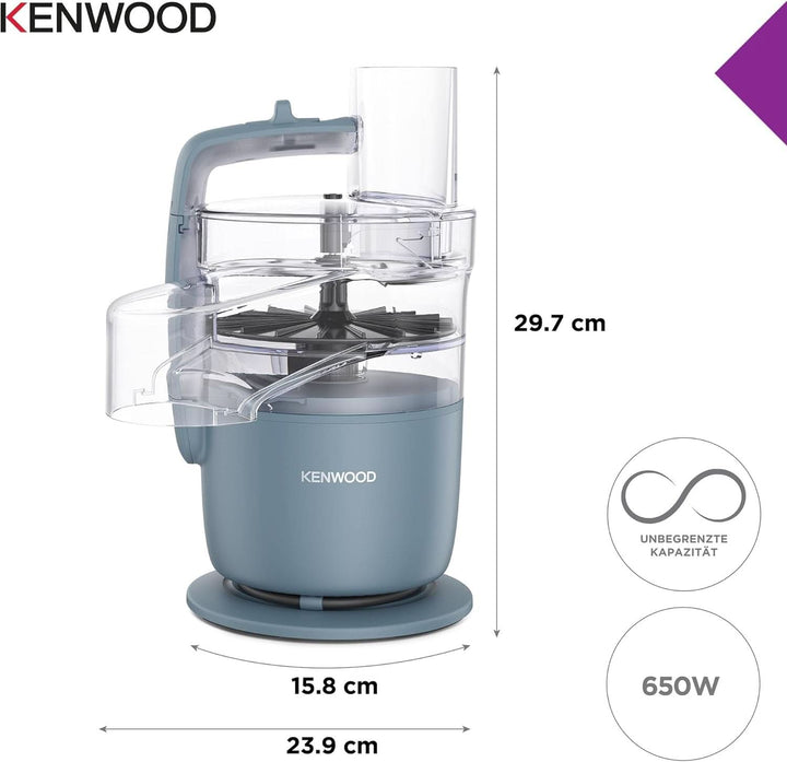 Kenwood Multipro Go FDP22.130GY, Kompakt-Küchenmaschine Nur 30Cm Hoch, Zum Schneiden, Reiben, Pürieren Und Teig Kneten, Express-Serve, 1,3 L Arbeitsbehälter, 650 W, Blau Mama si Copilul Naty Shop