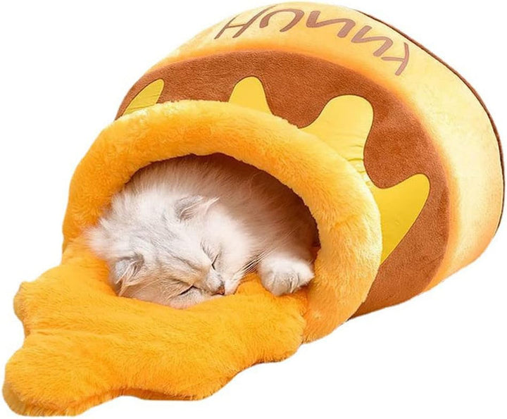 Pat pentru pisici, peșteră pentru pisici, pat de pluș pentru pisici, pat de pluș pentru pisici, cuib de pisică cu miere, pentru pisici mici