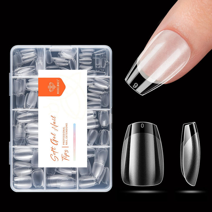 Modelones Tips Unghii 216 Piese - Set Tips Unghii Acoperire Completă, Set Tips Gel Moale, Tips Unghii Rășină PMMA Pre-Lustruire, Unghii Artificiale pentru Lipire pe Nail Art DIY, Migdale Scurte XS