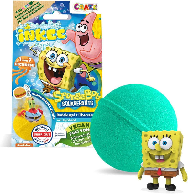 INKEE Spongebob, bomba de baie pentru copii cu surpriză, Spongebob Squarepants de colecționat, 80 grame Naty Shop Bomba de baie Spongebob cu surpriză