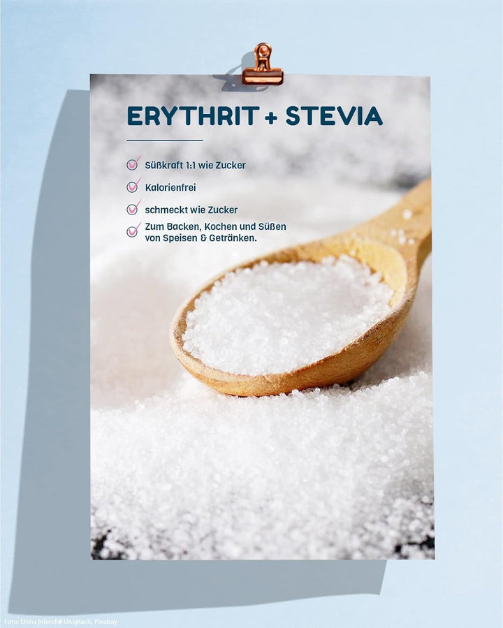 NO SUGAR SUGAR 400 G Erythrit + Stevia Vegan, 100% Zucker- & Kalorienfreier Zuckerersatz, Zahnfreundliche 1:1 Süße Gegenüber Zucker, Gesunde Alternative Ohne Eigengeschmack Zum Kochen, Backen, Süßen Indulcitori Naty Shop