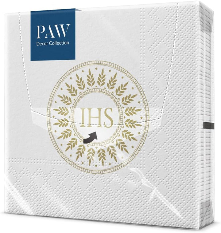 PAW - Șervețele 3 straturi (33 X 33 Cm) I 20 bucăți I Perfect pentru comuniune, confirmare, botez I Ideal pentru băieți și fete I Decorațiuni de masă Șervețele de hârtie elegante - IHS Roses I Delicate Roses