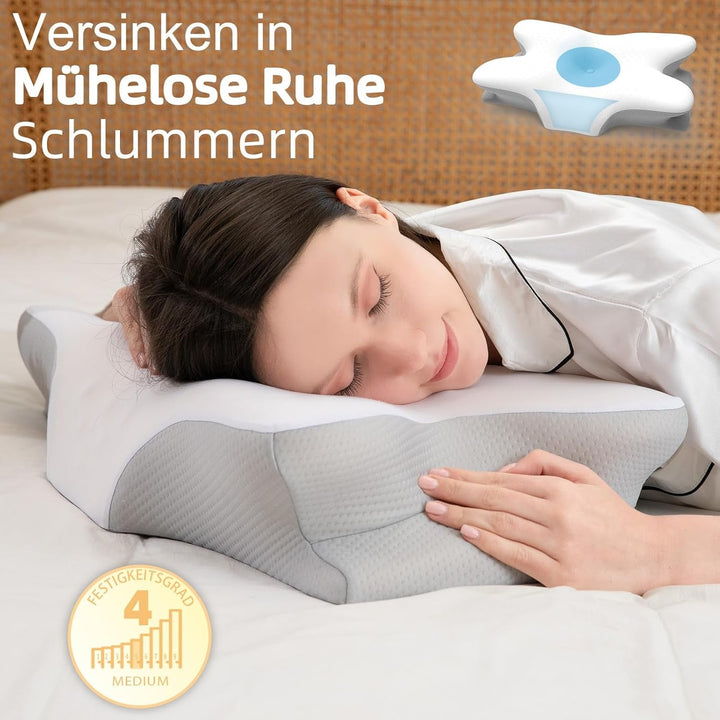 Pernă cervicală din spumă de memorie ergonomică pentru gât cu capac detașabil, lavabil, pentru somn ortopedic, dureri de gât și dureri abdominale (55X35X13 Cm) Perne ortopedice cervicale Naty Shop