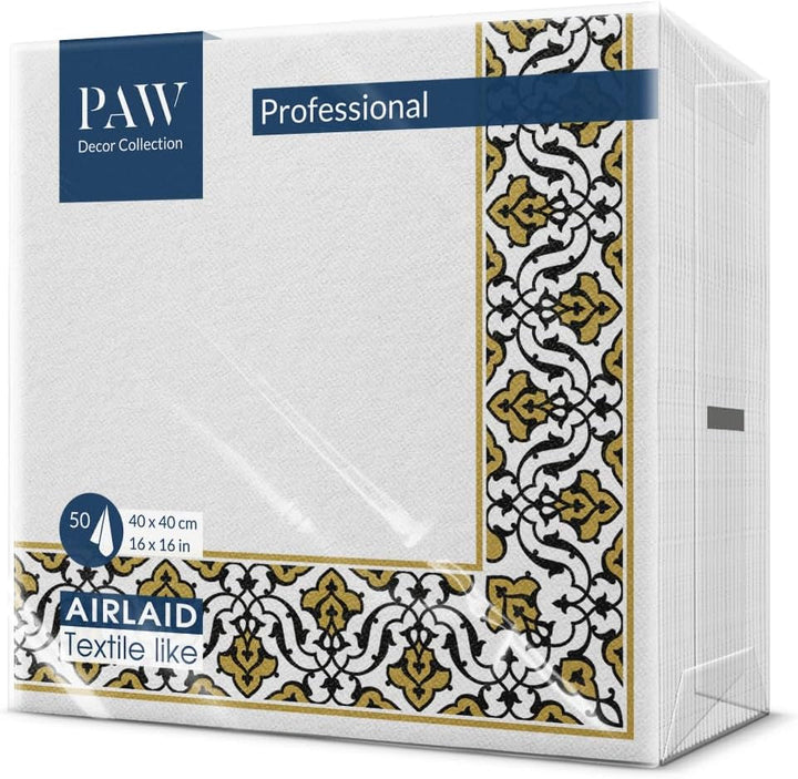 PAW - Șervețele Airlaid - Asemănătoare țesăturii (40 X 40 Cm) I 50 de bucăți I Pentru servicii funerare, ospăț funerar, înmormântare, rămas bun I Șervețele din pânză pentru decorarea mesei de înaltă calitate - Memory Flower I Memory Flower