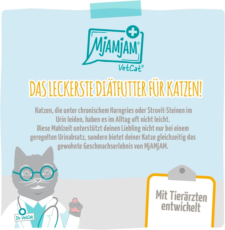 Mjamjam Vetcat - Hrană umedă premium pentru pisici - Dietă - Urinară - Pui, pachet de 6 (6 X 200G), fără cereale