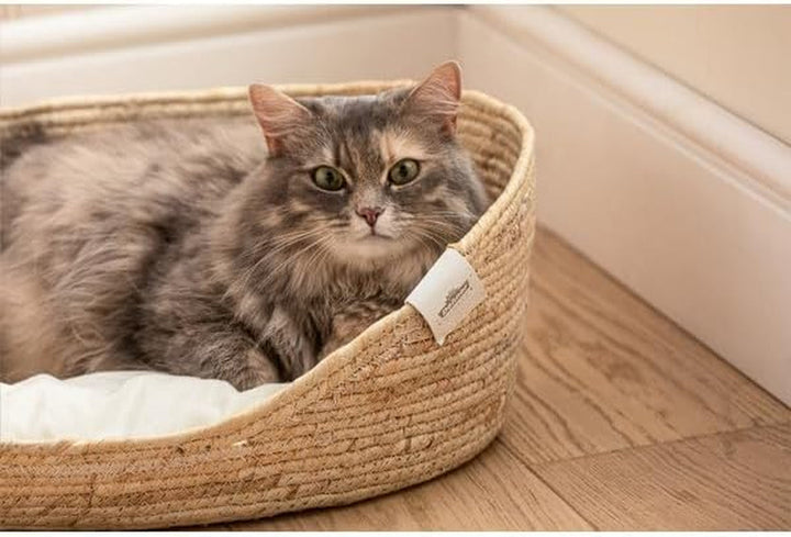 Pat de dormit Dehner Premium Lovely Cuddle, 58 x 48 x 18 cm, material natural/pluș, alb/bej