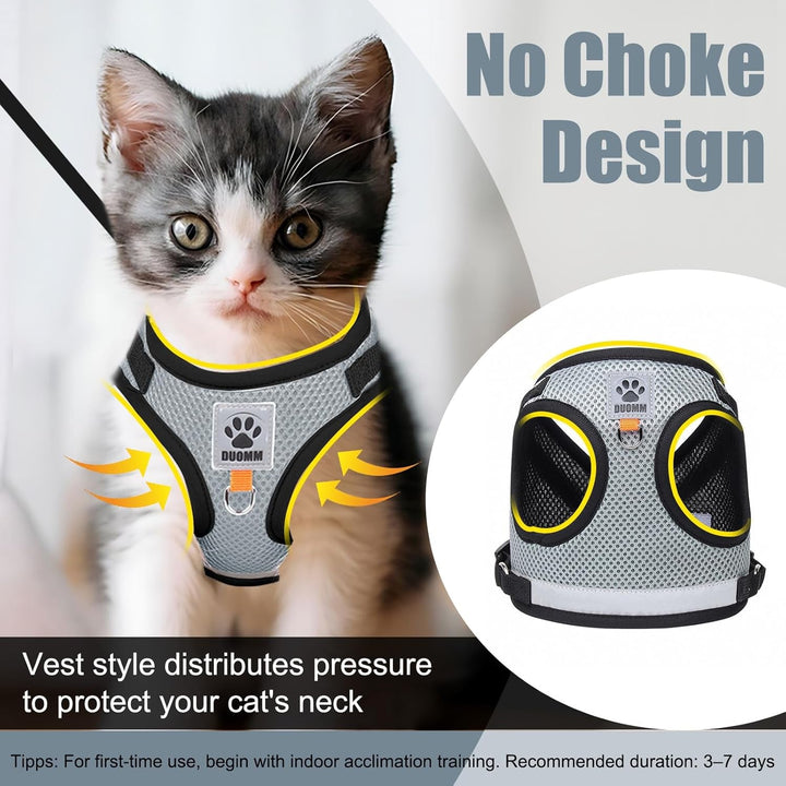 Bindokun Cat Harness With Leash Escape-proof, Cat Harness Set Cat Harness Escape-proof pentru câini pisici cu 5 M/16.4 picioare Cat Leash Adjustable Cat Vest (M)