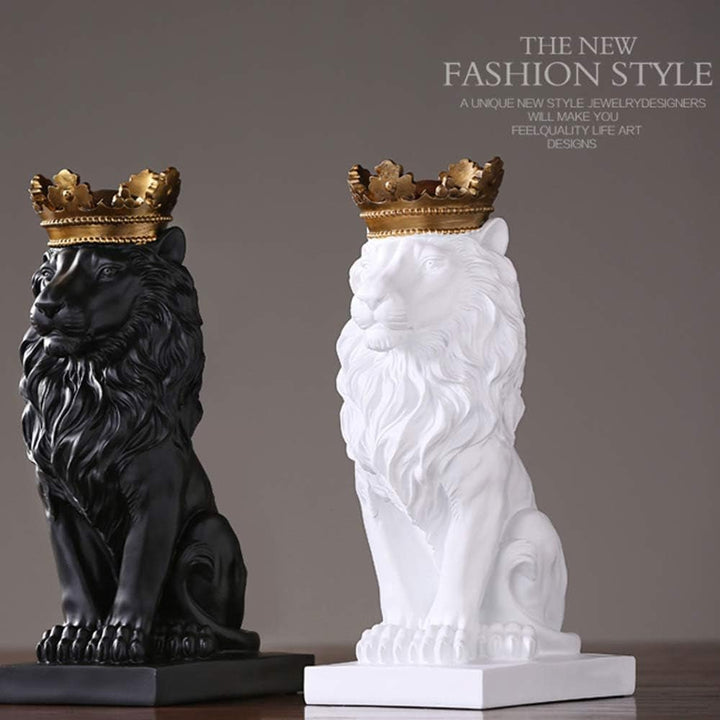 Crown Lion Statue, Sculpturi negre, Figurine de leu din rășină pentru bărbați, Art Statue Ornaments pentru Home Office Living Room Bookshelf Table Desk Housewarming Décor Statuete si sculpturi Naty Shop