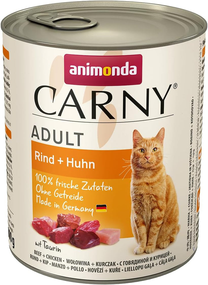 Animonda Carny Adult Hearty Variation (12 X 400 G), hrană umedă pentru pisici adulte, hrană umedă cu 100% ingrediente din carne proaspătă, hrană pentru pisici fără cereale și zahăr