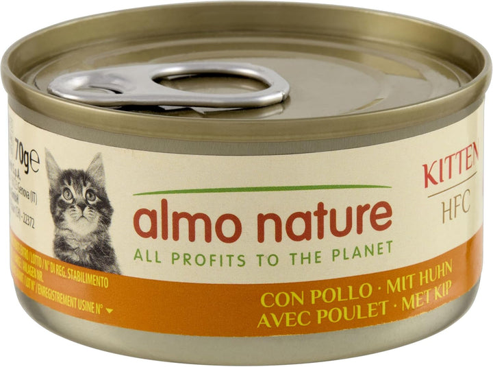 Almo Nature HFC Kitten - Hrană umedă pentru pisoi - pui - grad uman, fără gluten și monoproteină - 6 X 70G