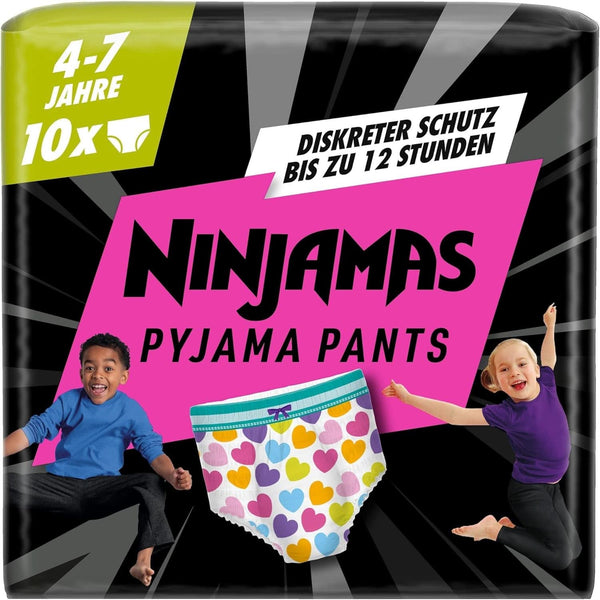 Pantaloni pijama Hearts, 10 Pantaloni de noapte absorbanți, 7 ani, 17Kg-30Kg Mama si Copilul Naty Shop