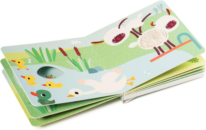 Lilliputiens - Carte tactilă și sonoră - Tema fermei - Povești interactive și sunete amuzante - Încurajează vederea, auzul și simțirea - De la 12 luni - 83152 Jucarii Bebe Naty Shop