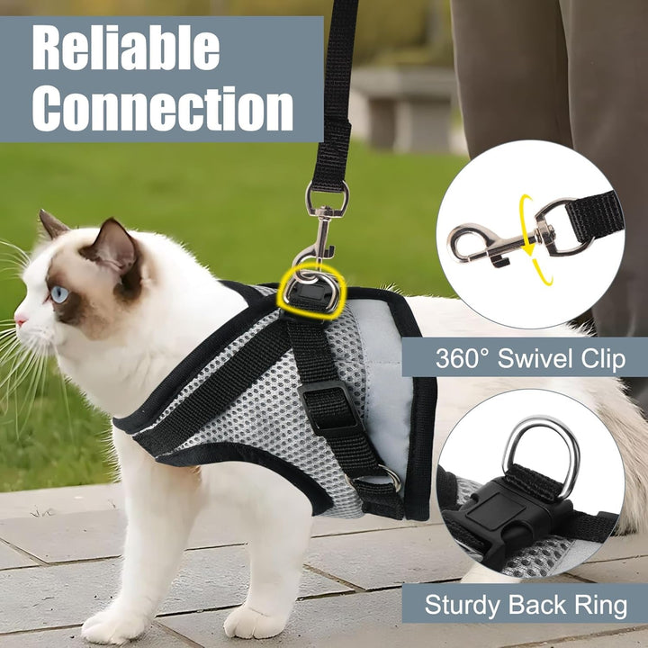 Bindokun Cat Harness With Leash Escape-proof, Cat Harness Set Cat Harness Escape-proof pentru câini pisici cu 5 M/16.4 picioare Cat Leash Adjustable Cat Vest (M)