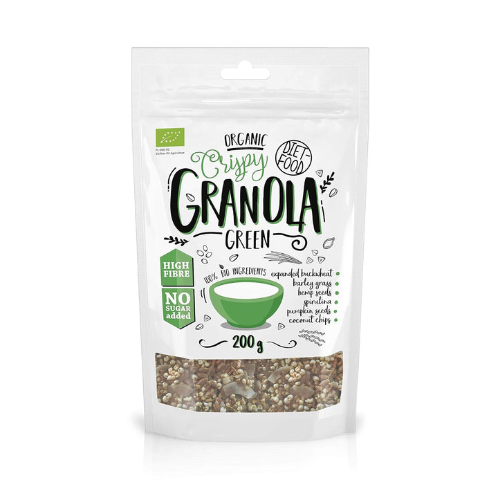 DIET-FOOD Keto Granola Mit Himbeere Low Carb Und Fettarm Glutenfreies Granola Frühstücksmüsli Non-Gmo Snack Ohne Zuckerzusatz 200G 1Er Pack Cereale Naty Shop 1 Stück (1Er Pack) Bio Green Granola