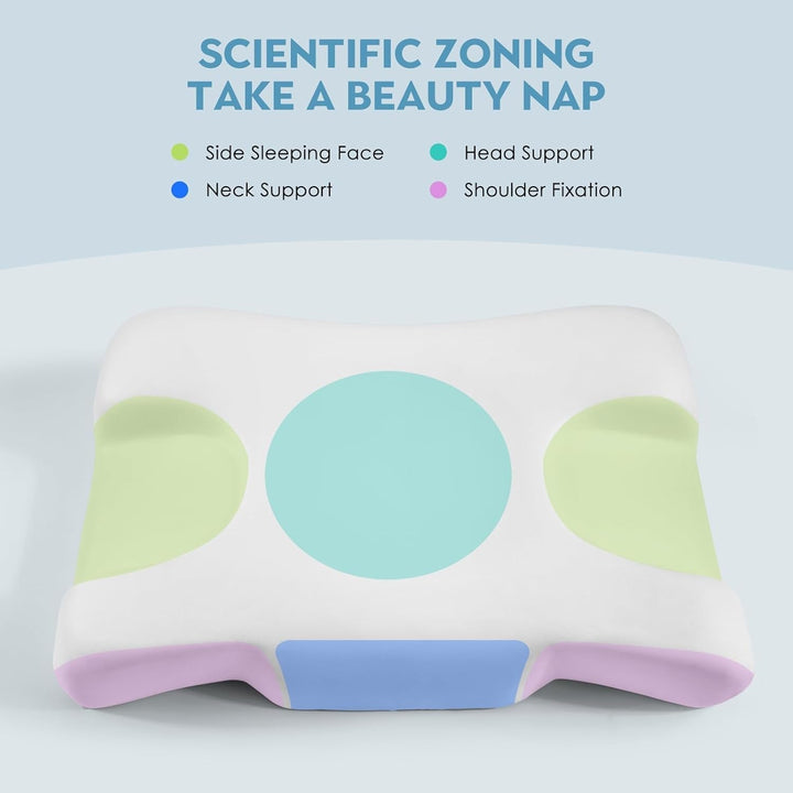Royalisneeo Pernă de frumusețe pentru spate, stomac și dureri laterale Pernă pentru dureri de gât și umăr, pernă din spumă de memorie pentru anti-rid și anti-îmbătrânire, albastru (standard) Perne ortopedice cervicale Naty Shop
