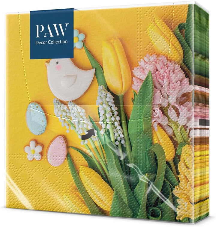PAW - Șervețele din 3 straturi (33 X 33 Cm) I 20 bucăți I Perfect pentru Paște, petreceri, primăvară și sărbători I Decorațiuni de masă Petrecere de Paște Șervețele de hârtie colorate - Ouă de Paște în acuarelă I Ouă în acuarelă