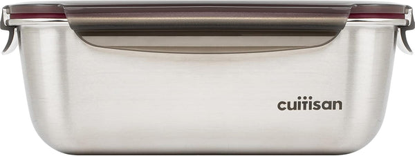 CANDL Cuitisan (Flora) borcan de depozitare a alimentelor din oțel inoxidabil cu capac cu clip, dreptunghiular, potrivit pentru cuptor cu microunde + cuptor, borcan de depozitare, EC7-SS10 2800ml Cutii depozitare alimente Naty Shop 25,9Cm X 19,5Cm X 9,6Cm / 2800Ml