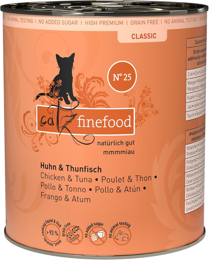 Catz Finefood N° 25 Chicken & Tuna Deli Hrană umedă pentru pisici, rafinată cu dovleac și măceșe, pungă de 16 X 85G