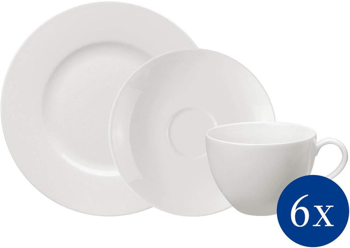 Vivo by Villeroy & Boch Basic White Tafelservice 12 Teilig Weiß, Teller Set, Weißes Geschirr, Geschirrset 6 Personen, Essservice, Speiseteller, Suppenteller, Spülmaschinenfest, Premium Porzellan Seturi vesela masa Naty Shop Single 18-Teiliges Set