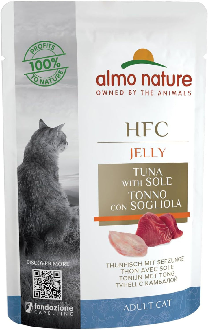 Almo Nature HFC Jelly Hrană umedă pentru pisici cu ton și limbă-de-mare 24Pack (24 X 55G)