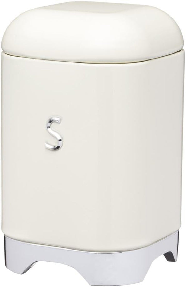 KitchenCraft Lovello caddy pentru ceai, caddy din oțel alb, suprafață texturată, stil 1950 cu capac, pentru ceai vrac și pliculețe de ceai, 11 cm x 11 cm x 19 cm, Ice White Cutii depozitare alimente Naty Shop Vanilie Zahăr