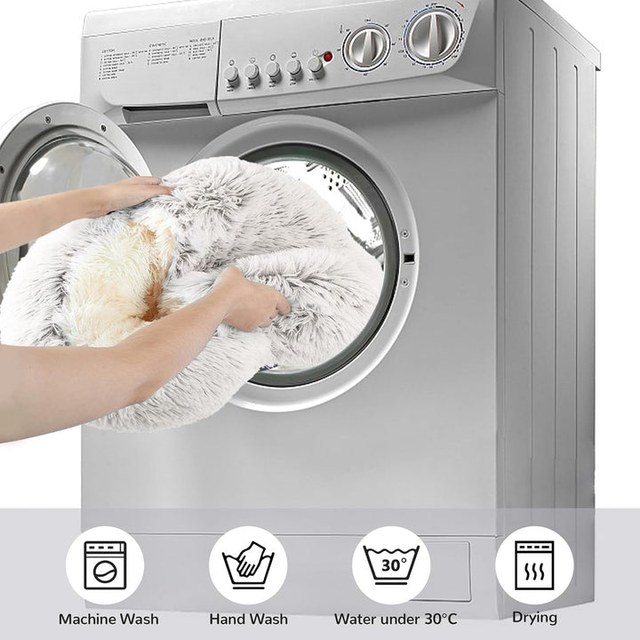 Pat pentru pisici Arquiel, cuib pentru pisici, pat pentru animale de companie, pat pentru câini mici, loc de dormit rotund și moale, lavabil, pufos, cu fund antiderapant și impermeabil (maro, 50 x 50 cm)