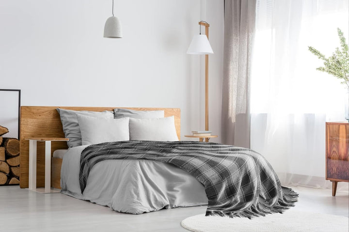 Frisco throw, Bumbac reciclat, Tradițional, Cu carouri, Pentru scaun, canapea, canapea, arunca, pătură, Antracit, 127 X 152 Cm Paturi si Cuverturi Emma Barclay